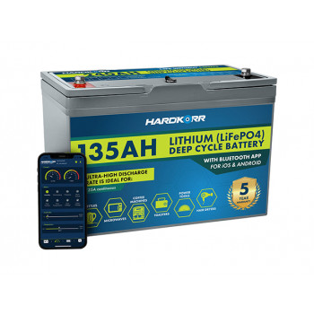 HARDKORR 135Ah Lithium (LiFepo4) Deep Cycle Battery with Bluetooth (Each) - HKPBATL135B