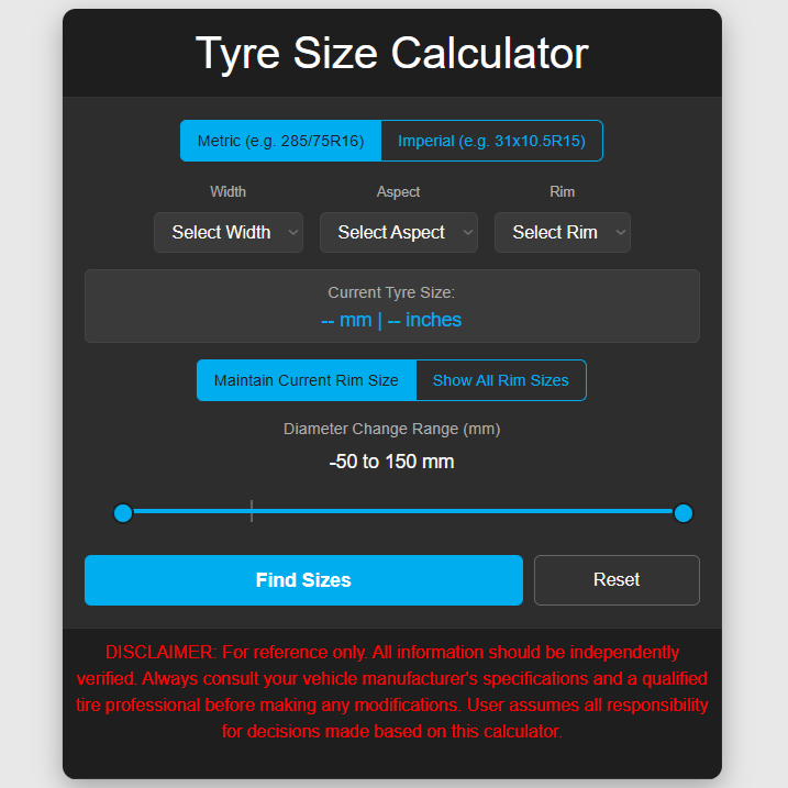 Tyre Calculator