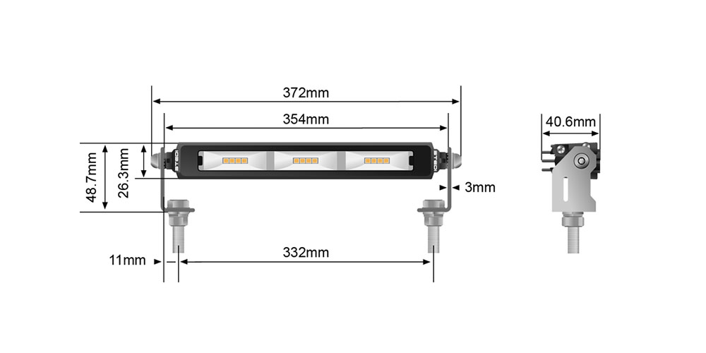 STEDI Micro V2 13.9 Inch 24 LED Flood Light (Amber) (Each) - LEDMICRO-36W-AMBER