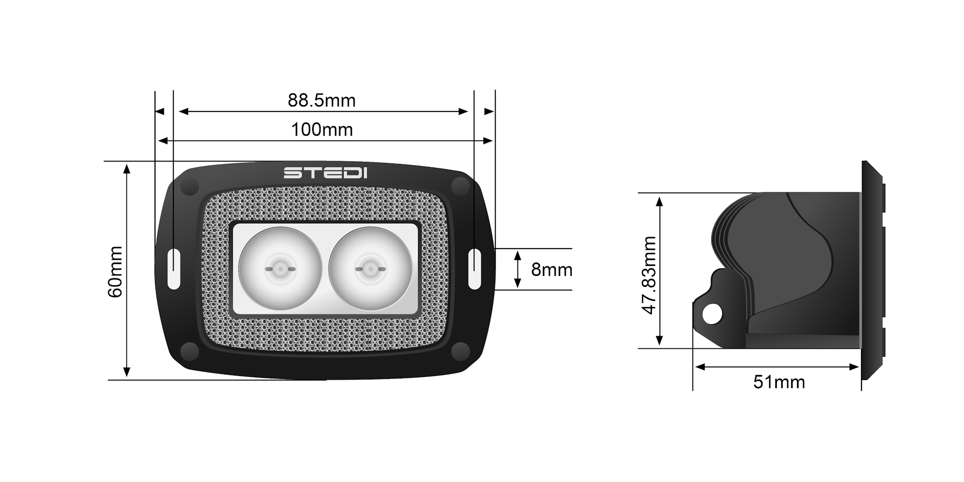 STEDI 10W Mini V2 LED Flood Light Flush Mount (Each) - LEDMINI-OSRM-10WFLUSH