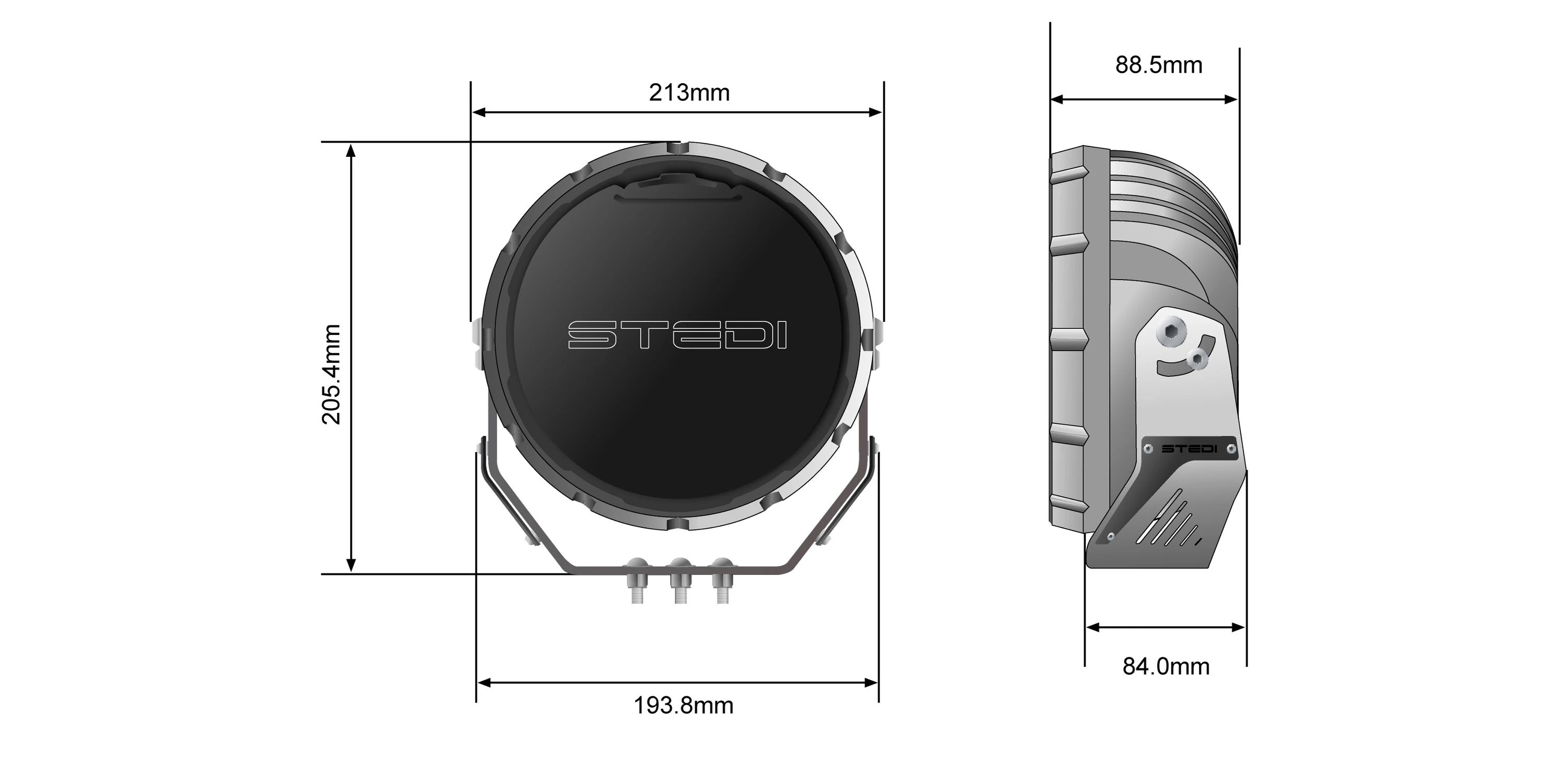 STEDI Type-X™ Sport Plus 7 Inch LED Driving Lights Silver Edition (Single)
