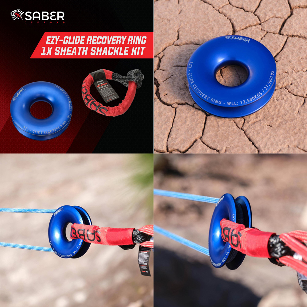 Saber OffRoad Ezy-Glide Recovery Ring and 18K Sheath Soft Shackle Kit (Each) - SBR-12BRRK1