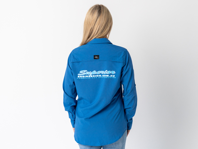 Superior Ladies Syzmik Fishing Shirt Blue (Each) - SUP-FISH-L-BLUE-XXX