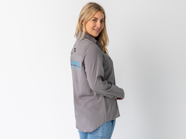 Superior Ladies Syzmik Fishing Shirt Stone (Each) - SUP-FISH-L-STN-XXX