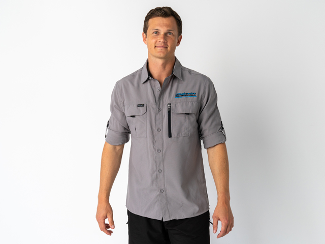Superior Mens Syzmik Fishing Shirt Stone (Each) - SUP-FISH-M-STN-XXX