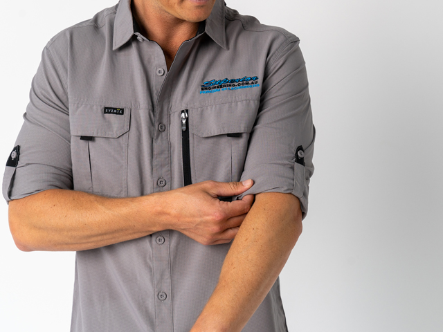 Superior Mens Syzmik Fishing Shirt Stone (Each) - SUP-FISH-M-STN-XXX