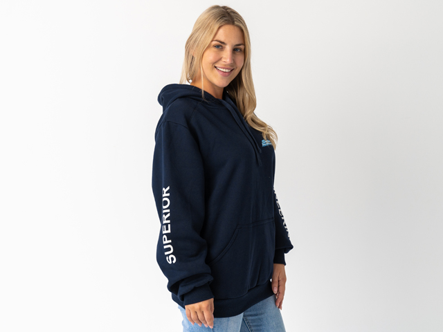 Superior Unisex Hoodie Navy with Sleeve Logo (Each) - SUP-HOODIE-LOGO-U-NAVY-XXX