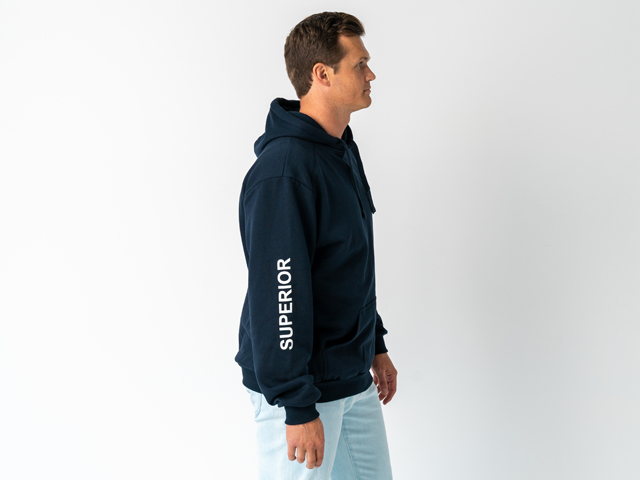 Superior Unisex Hoodie Navy with Sleeve Logo (Each) - SUP-HOODIE-LOGO-U-NAVY-XXX